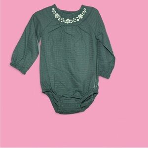 Carter's Dark Green Embroidered Bodysuit